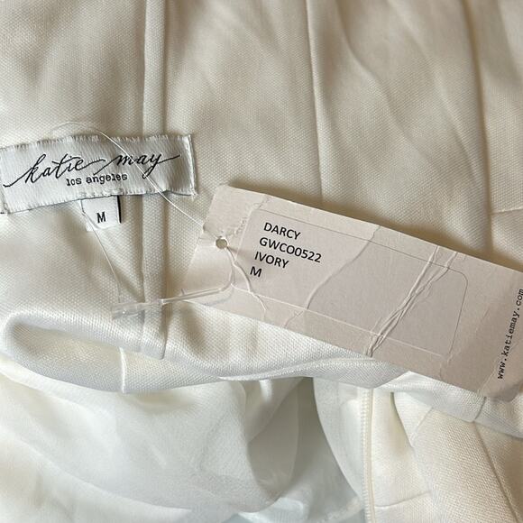 Katie May Darcy Off the Shoulder Draped Ivory White Maxi Gown Size Medium - Picture 9 of 10